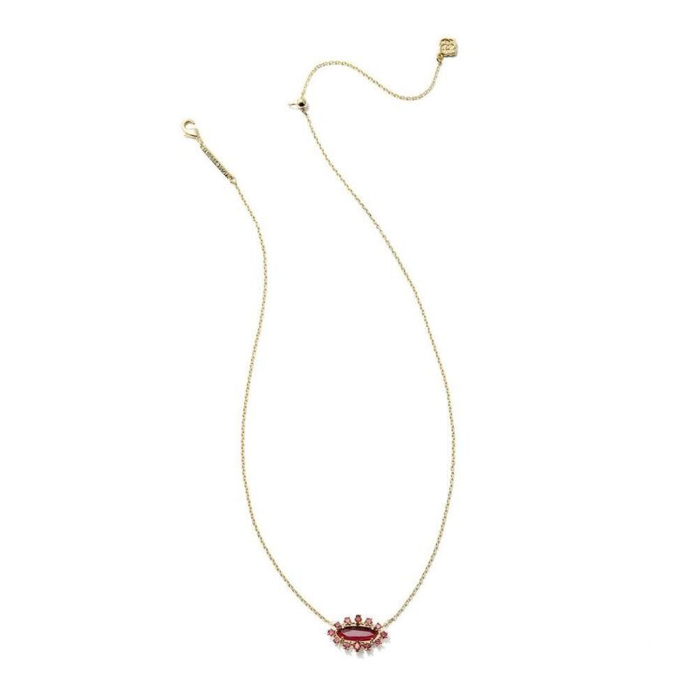 Kendra Scott Eva Crystal Framed Pendant Necklace - Red Mix